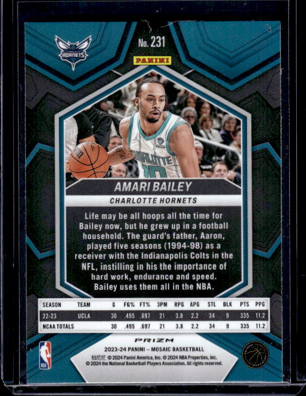 2023-24 Panini Mosaic #231 Amari Bailey Silver