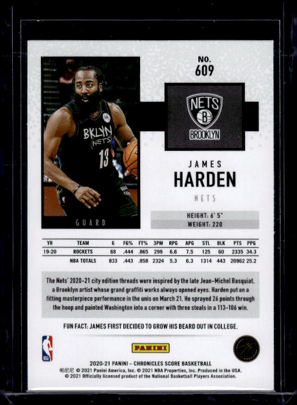 2020-21 Panini Chronicles #609 James Harden