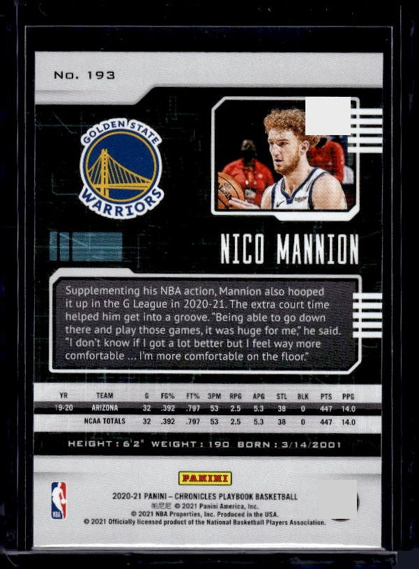 2020-21 Panini Chronicles #193 Nico Mannion