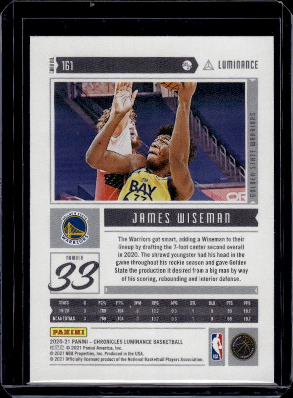 2020-21 Panini Chronicles #161 James Wiseman