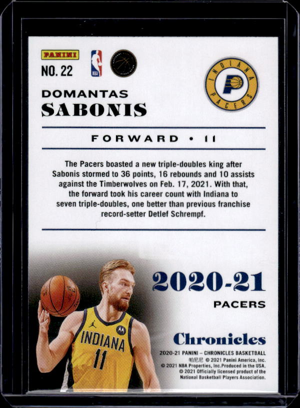 2020-21 Panini Chronicles #22 Domantas Sabonis