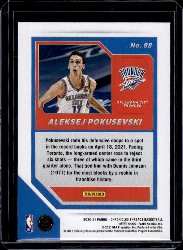 2020-21 Panini Chronicles #88 Aleksej Pokusevski