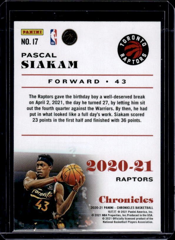 2020-21 Panini Chronicles #17 Pascal Siakam