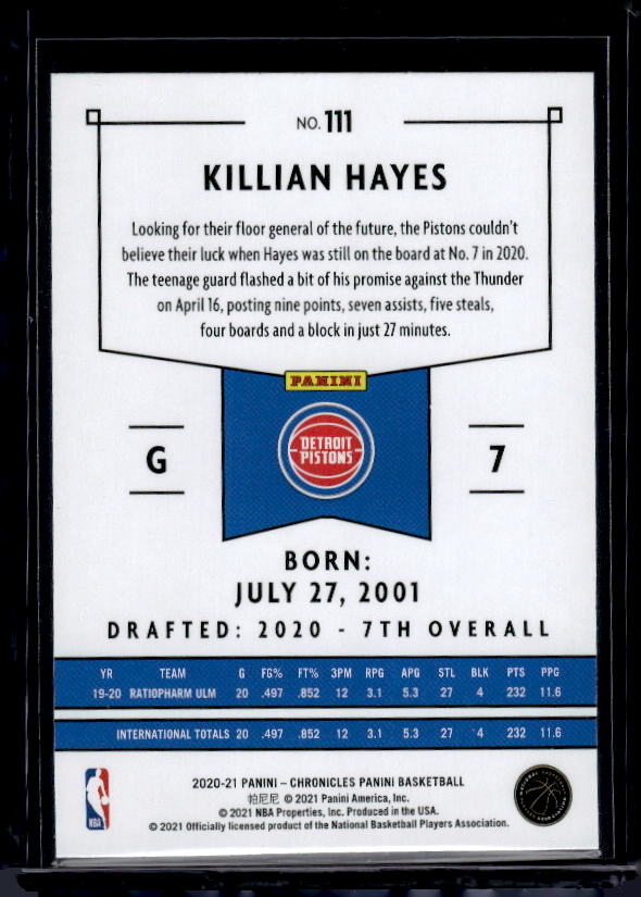 2020-21 Panini Chronicles #111 Killian Hayes