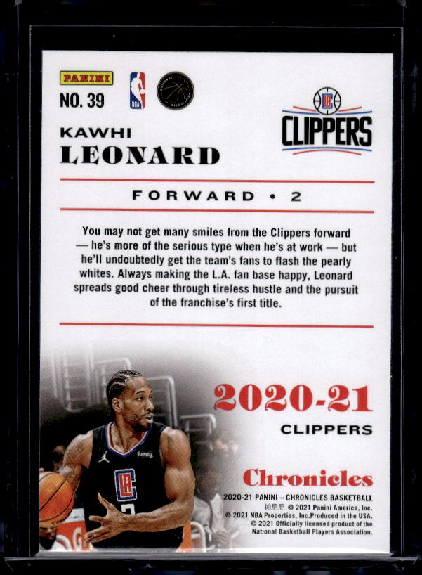 2020-21 Panini Chronicles #39 Kawhi Leonard