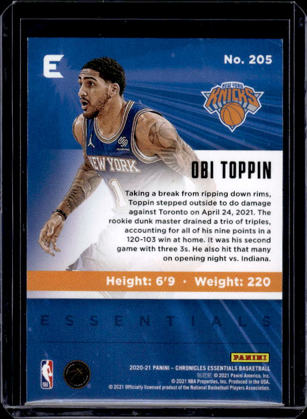 2020-21 Panini Chronicles #205 Obi Toppin