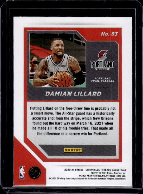 2020-21 Panini Chronicles #83 Damian Lillard