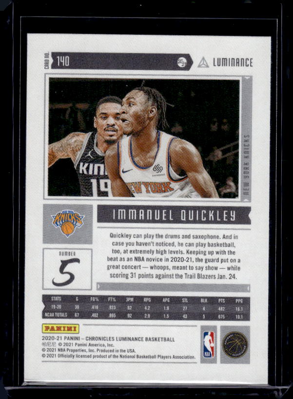 2020-21 Panini Chronicles #140 Immanuel Quickley