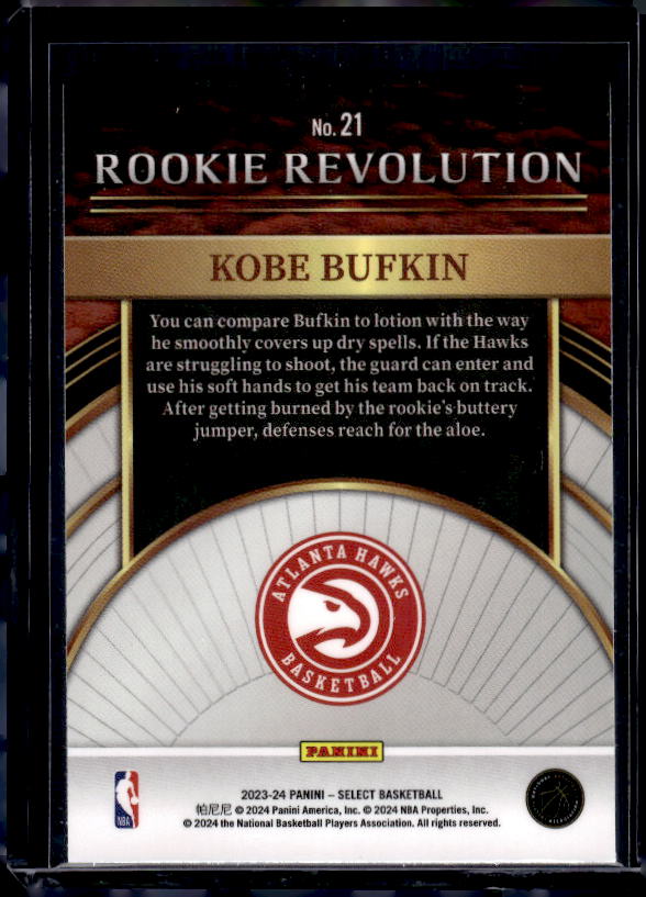 2023-24 Panini Select #21 Kobe Bufkin Rookie Revolution
