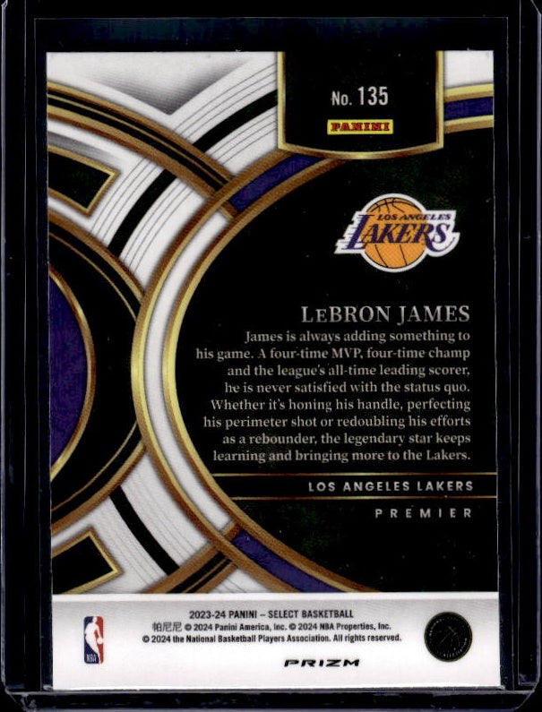 2023-24 Panini Select #135 LeBron James Blue Prizms