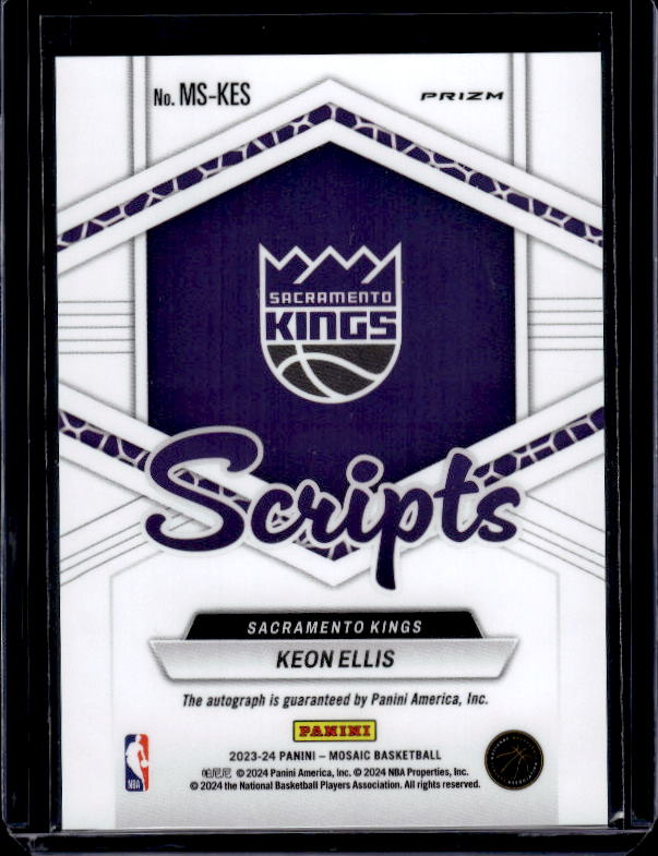 2023-24 Panini Mosaic #MS-KES Keon Ellis Scripts