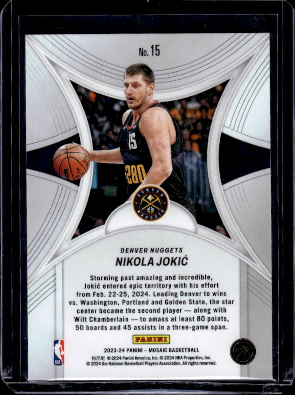 2023-24 Panini Mosaic #15 Nikola Jokic Epic Performers