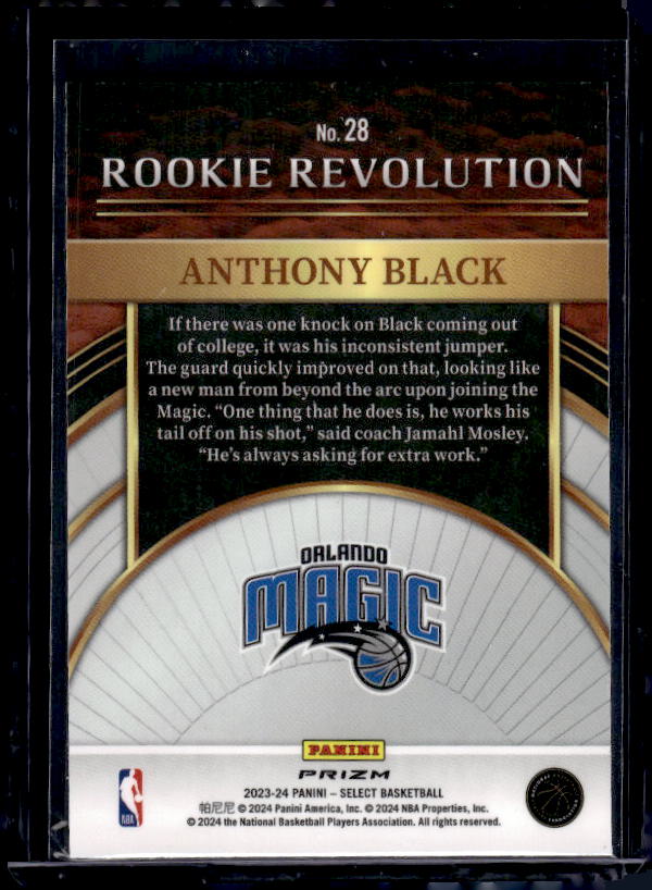 2023-24 Panini Select #28 Anthony Black Rookie Revolution Green Prizms