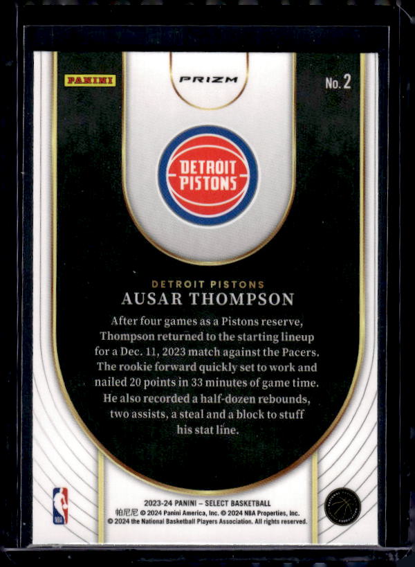 2023-24 Panini Select #2 Ausar Thompson Neon Icon Green Prizms
