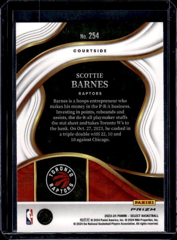 2023-24 Panini Select #254 Scottie Barnes Red Cracked Ice Prizms
