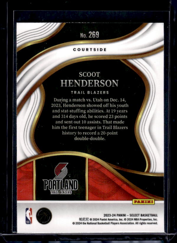 2023-24 Panini Select #269 Scoot Henderson