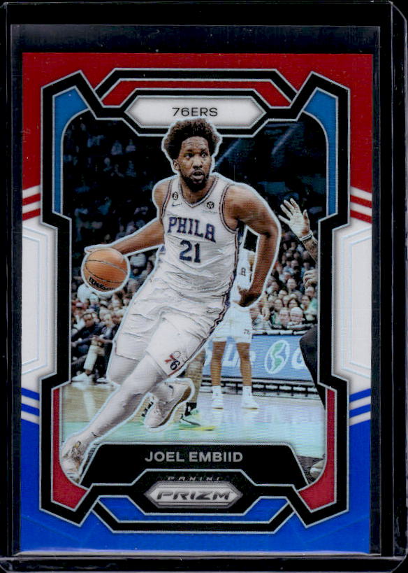 2023-24 Panini Prizm #73 Joel Embiid Prizms Red White and Blue