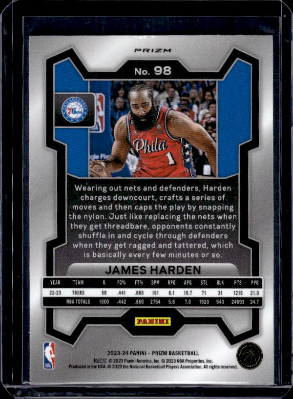 2023-24 Panini Prizm #98 James Harden Prizms Green