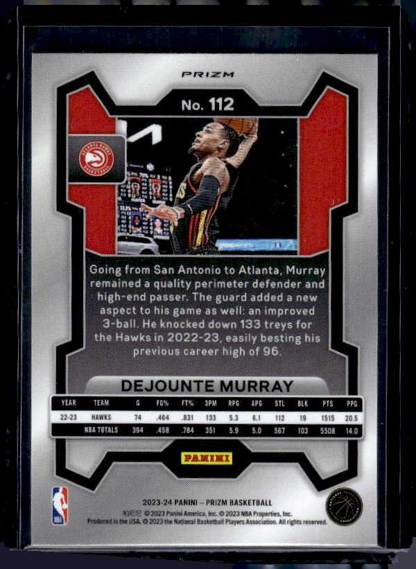 2023-24 Panini Prizm #112 Dejounte Murray Prizms Red White and Blue