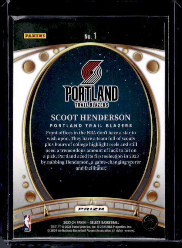 2023-24 Panini Select #1 Scoot Henderson Lodestars Silver Prizms