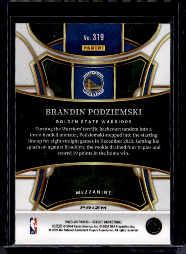 2023-24 Panini Select #319 Brandin Podziemski Orange Flash Prizms