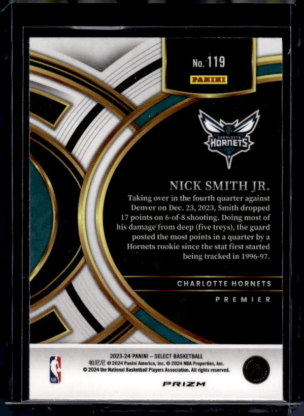 2023-24 Panini Select #119 Nick Smith Jr. Orange Flash Prizms