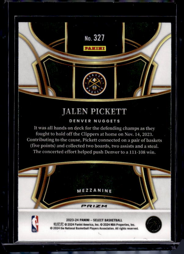 2023-24 Panini Select #327 Jalen Pickett Silver Prizms
