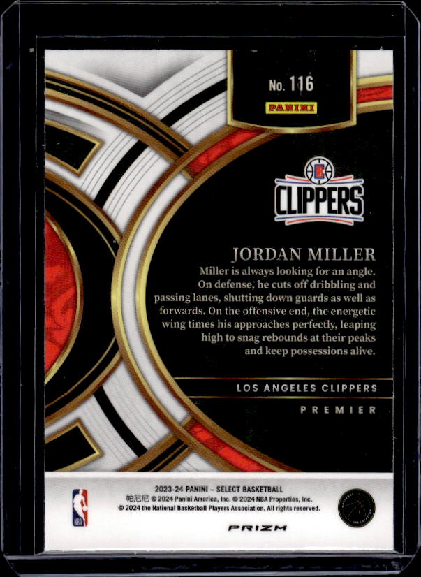 2023-24 Panini Select #116 Jordan Miller Orange Flash Prizms