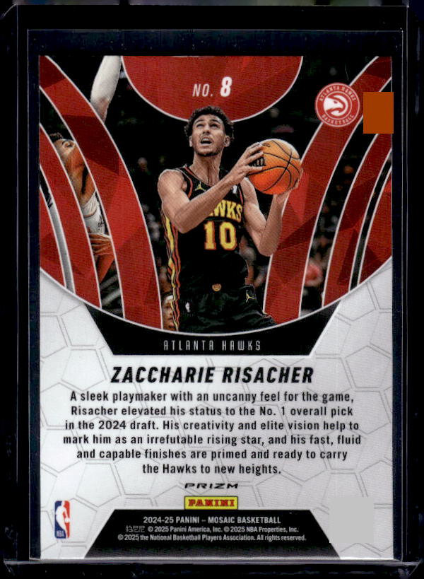 2024-25 Panini Mosaic #8 Zaccharie Risacher Elevate Mosaic Green