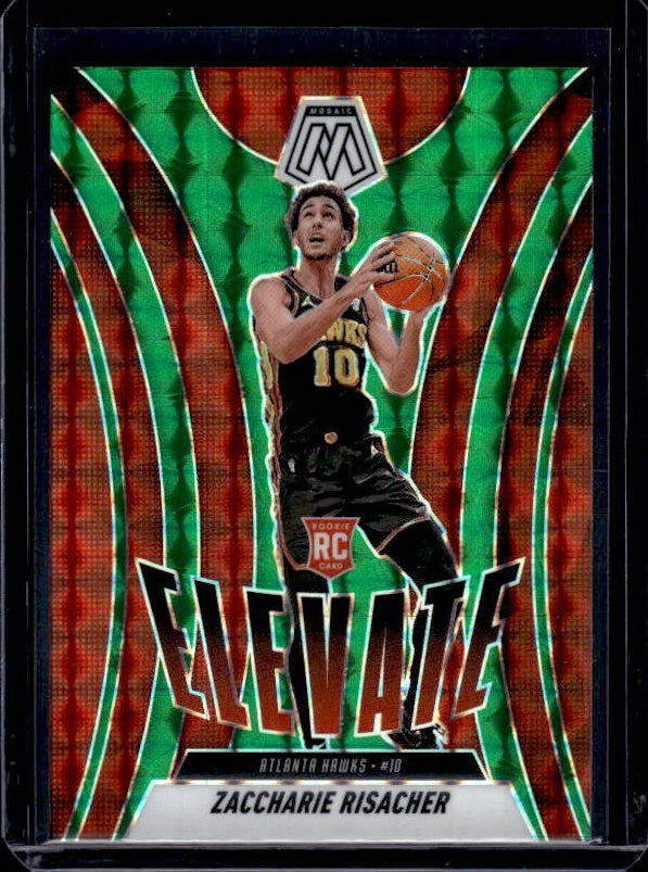 2024-25 Panini Mosaic #8 Zaccharie Risacher Elevate Mosaic Green
