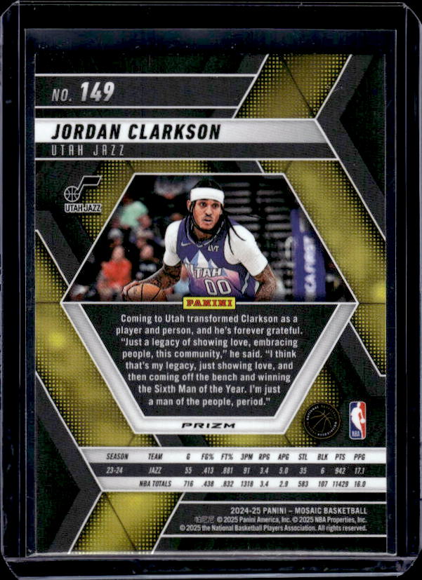 2024-25 Panini Mosaic #149 Jordan Clarkson Mosaic