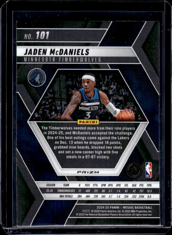 2024-25 Panini Mosaic #101 Jaden McDaniels Green Mosaic