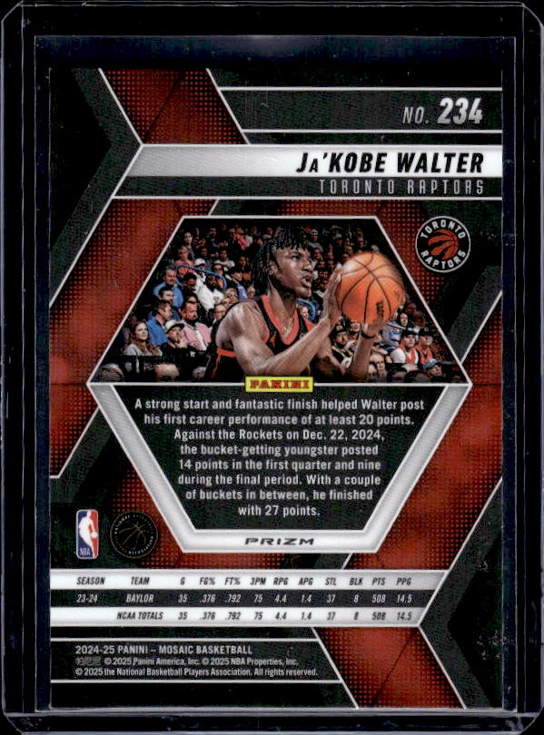2024-25 Panini Mosaic #234 Ja’Kobe Walter Green Ice Mosaic