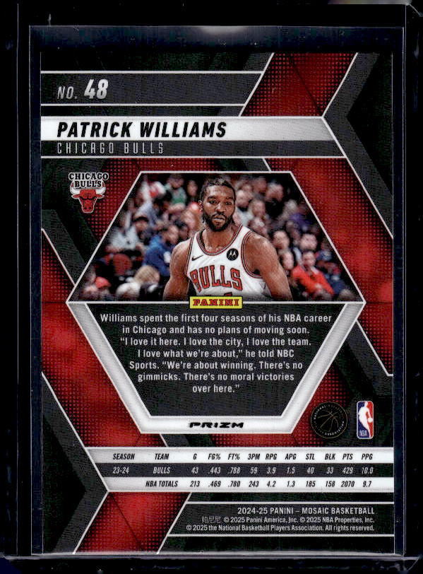 2024-25 Panini Mosaic #48 Patrick Williams Green Mosaic
