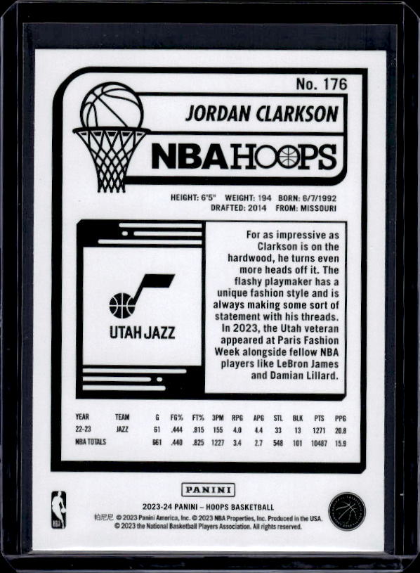 2023-24 Hoops #176 Jordan Clarkson Blue