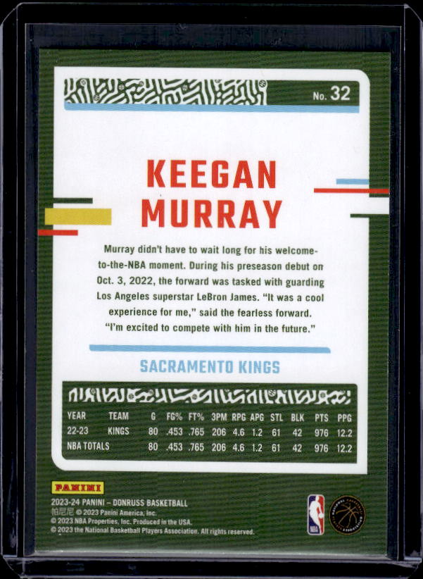 2023-24 Donruss #32 Keegan Murray Yellow Flood