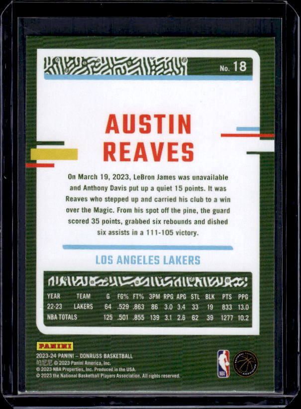 2023-24 Donruss #18 Austin Reaves Yellow Flood