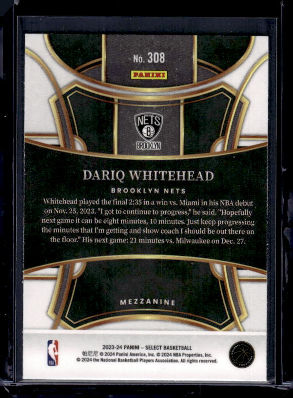 2023-24 Panini Select #308 Dariq Whitehead