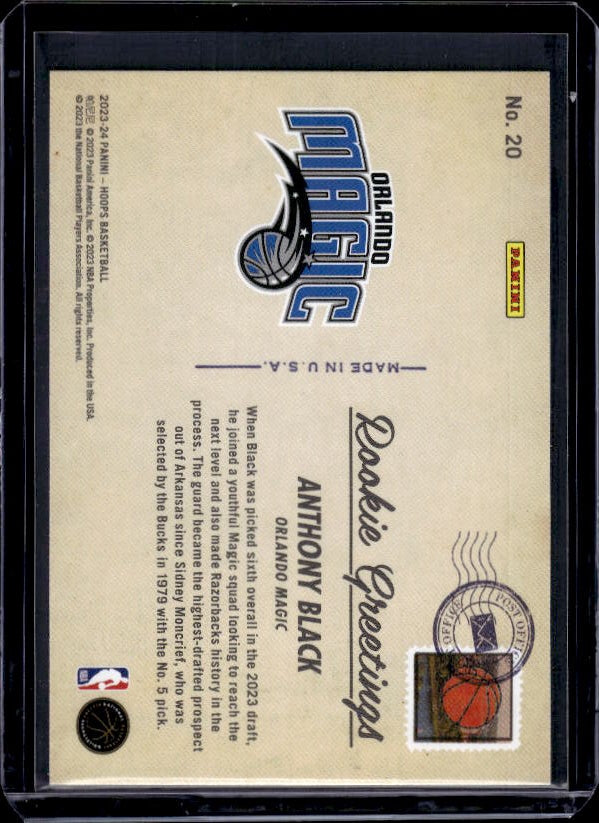 2023-24 Hoops #20 Anthony Black Rookie Greetings