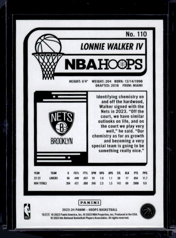 2023-24 Hoops #110 Lonnie Walker IV Teal Explosion