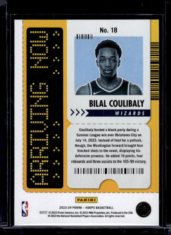 2023-24 Hoops #18 Bilal Coulibaly Arriving Now