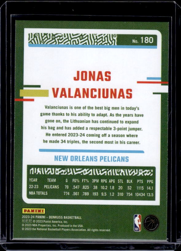 2023-24 Donruss #180 Jonas Valanciunas Green Laser Holo