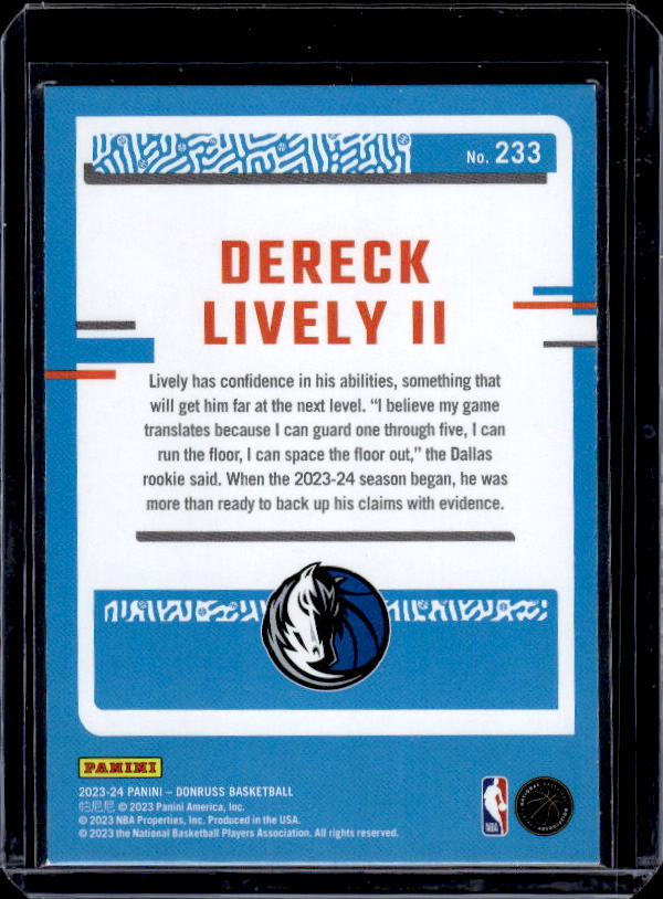 2023-24 Donruss #233 Dereck Lively II Green Laser Holo
