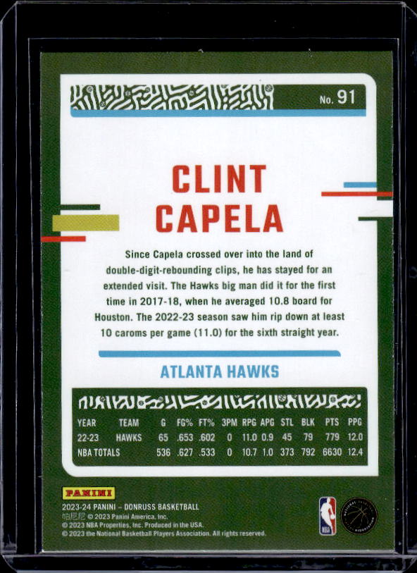 2023-24 Donruss #91 Clint Capela Green Laser Holo