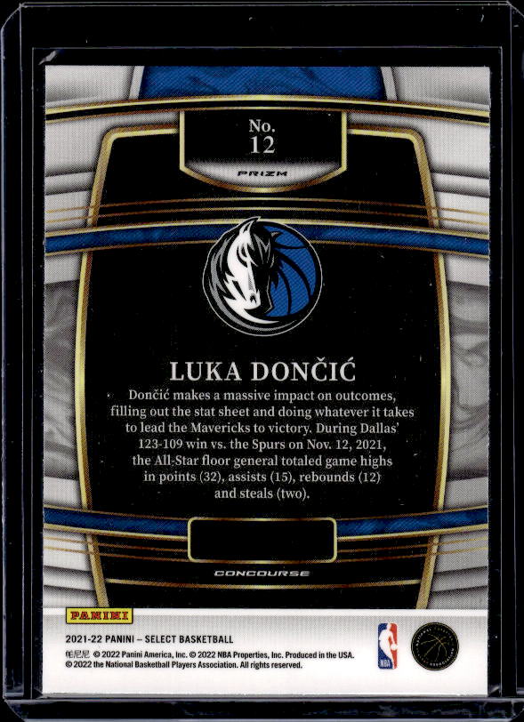 2021-22 Panini Select #12 Luka Doncic Blue Shimmer Prizms