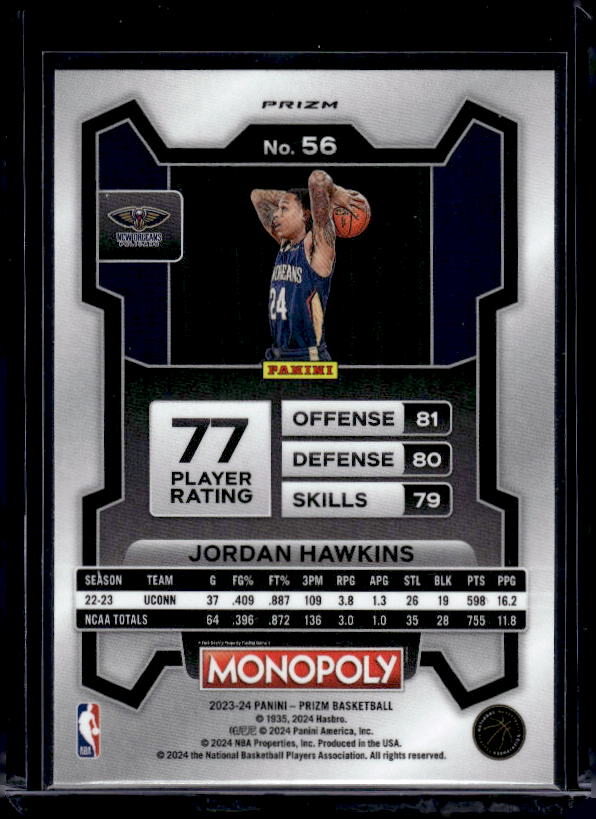 2023-24 Panini Prizm Monopoly #56 Jordan Hawkins Purple