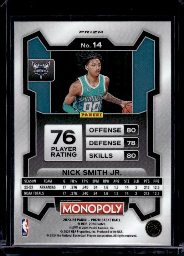 2023-24 Panini Prizm Monopoly #14 Nick Smith Jr. Purple