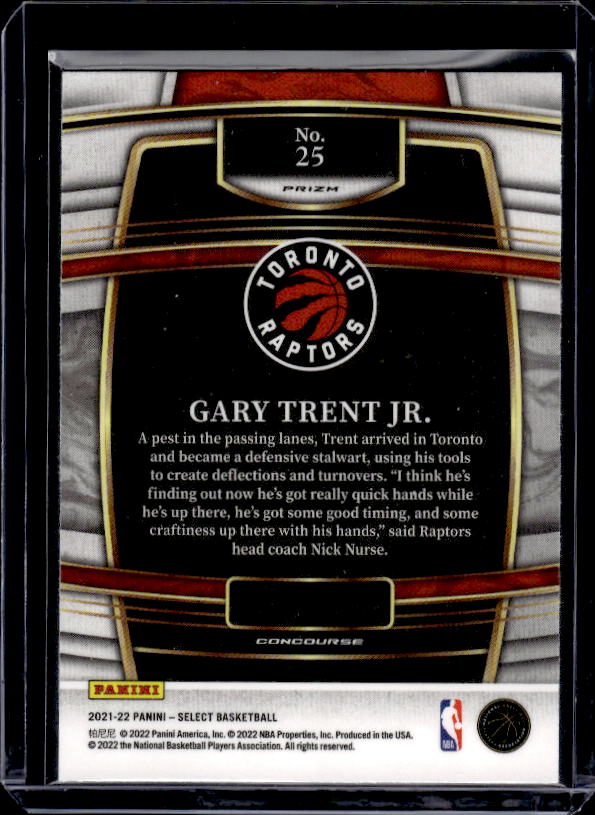 2021-22 Panini Select #25 Gary Trent Jr. Blue Shimmer Prizms