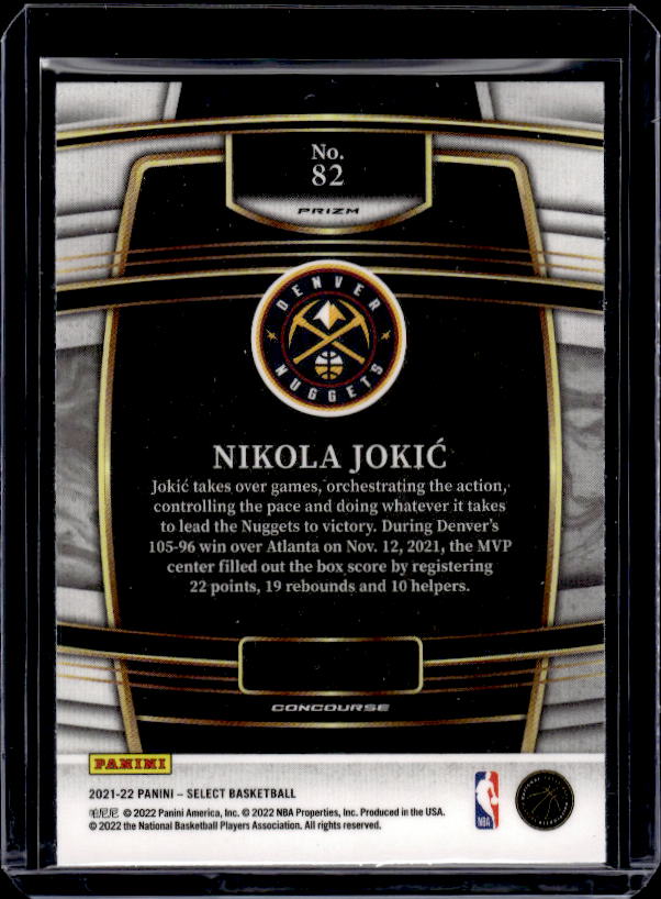 2021-22 Panini Select #82 Nikola Jokic Blue Shimmer Prizms