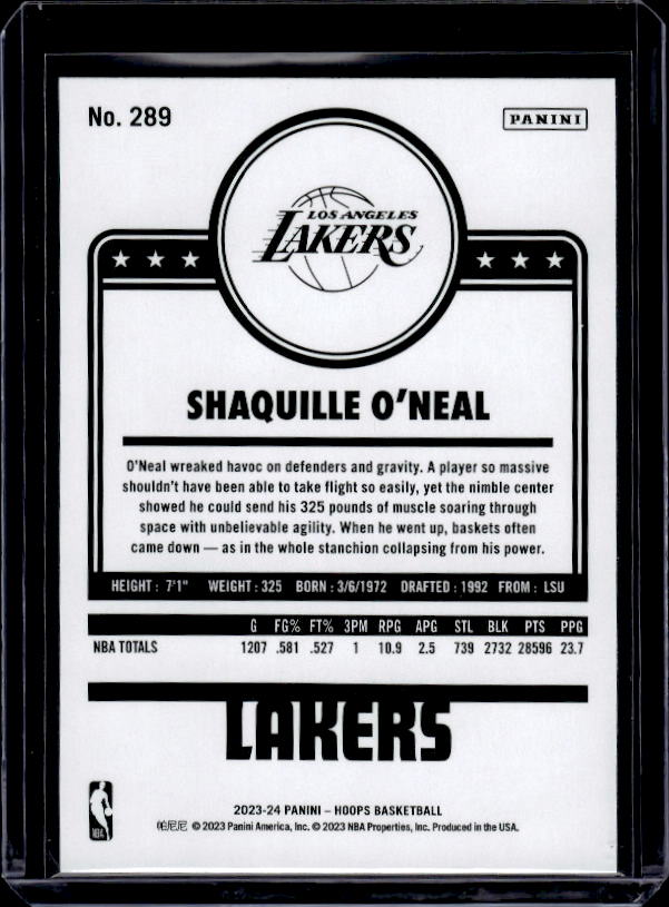 2023-24 Hoops #289 Shaquille O'Neal Purple